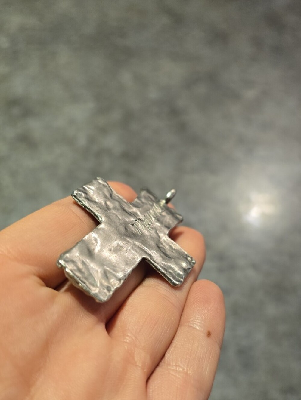 Ornate Marcie Pewter Cross Pendant with Textured Detail - Picture 6 of 8